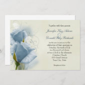 ロマンチックで青いバラの結婚式招待状 招待状 (正面/裏面)