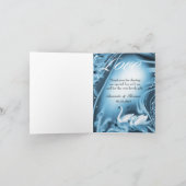 ロマンチックで青い白鳥愛結婚式の写真は感謝していしています サンキューカード (内部)