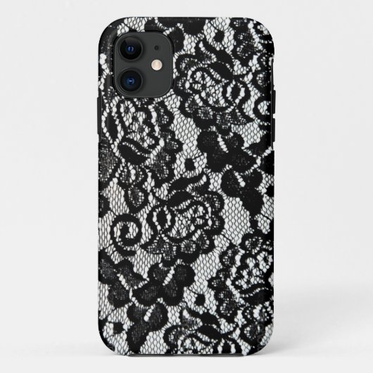 ロマンチックで黒いレースパターン Case-Mate iPhoneケース (裏面)