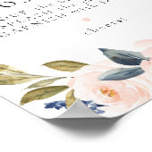 ロマンチックと甘いネイビーフローラミモサバーサイン ポスター (角)