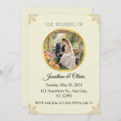 ロマンチックと題結婚された招待状 招待状 (正面/裏面)