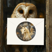 ロマンチックなおとぎ話の森のユニコーンと翼 ラウンドシール