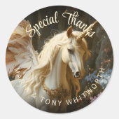 ロマンチックなおとぎ話の森の一角獣 ラウンドシール (正面)