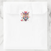 ロマンチックなおもしろいフクロウ スクエアシール (バッグ)