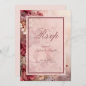 ロマンチックなお洒落ヴィンテージ結婚式の出欠 セーブザデート (正面/裏面)