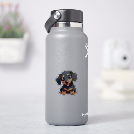 ロマンチックなかわいいダックスフンドの子犬 - パステルデザイン シール (HydroFlask)