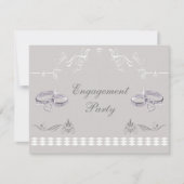 ロマンチックなきらめく結婚指輪及びハートの婚約 招待状 (正面)