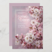 ロマンチックなさくらんぼ結婚ブロッサム 招待状 (正面/裏面)