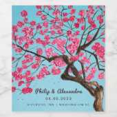 ロマンチックなさくらんぼ花咲きワインラベル ワインラベル (シングルラベル)