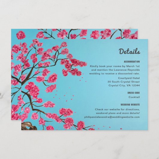 ロマンチックなさくらんぼ花咲き詳細エンクロージャカード エンクロージャーカード (正面/裏面)