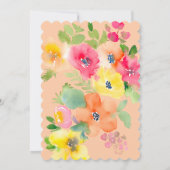 ロマンチックなはっきりしたボホピンクフローラボウブライダルシャワー 招待状 (裏面)