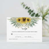 ロマンチックなひまわりの水彩パターン 出欠カード (スタンド正面)