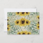 ロマンチックなひまわりの水彩パターン 出欠カード (裏面)
