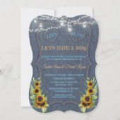 ロマンチックなひまわり デニム ストリング ライト I DO BBQ 招待状 (正面)