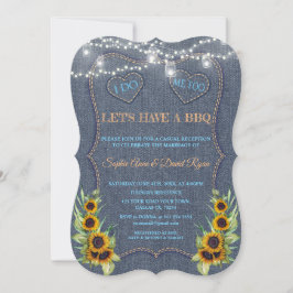 ロマンチックなひまわり デニム ストリング ライト I DO BBQ 招待状