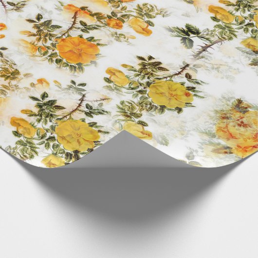 ロマンチックなほこりだらけのオレンジエレガントフラモダンワー  ラッピングペーパー (角)