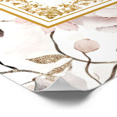 ロマンチックなほこりっぽいピンクの花金ゴールド8x10サイン ポスター (角)