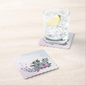 ロマンチックなほこりっぽい紫と青の花 ペーパーコースター (インサイチュ)