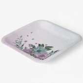 ロマンチックなほこりっぽい紫と青の花 ペーパープレート (傾斜あり)