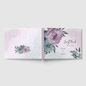 ロマンチックなほこりっぽい紫と青結婚の花 ゲストブック (全面)