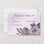 ロマンチックなほこりっぽい紫葉の花は結婚緑 出欠カード (正面)