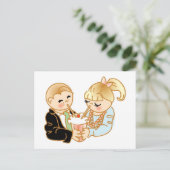 ロマンチックなアイスクリームをシェアする ポストカード (スタンド正面)