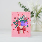 ロマンチックなアイスクリームブーケかわいい花のハート シーズンポストカード (スタンド正面)