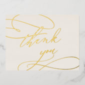 ロマンチックなアイボリーとゴールドフォイルサンキューカード 箔招待状ポストカード (正面)