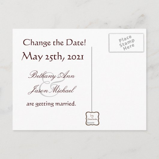 ロマンチックなアイボリーのマグノリア Save the Date 案内ポストカード (裏面)