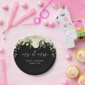 ロマンチックなアイボリークリームフローラブラック結婚ズ ペーパープレート (パーティー)