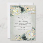 ロマンチックなアイボリーティール（緑がかった色）水の色フローラセージ緑 招待状 (正面)