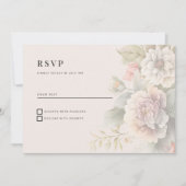 ロマンチックなアイボリーピンクブルーサマーフローラRSVP 招待状 (正面)