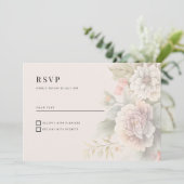 ロマンチックなアイボリーピンクブルーサマーフローラRSVP 招待状 (スタンド正面)