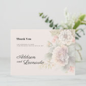 ロマンチックなアイボリーピンクブルー夏のフローラありがとう 招待状 (スタンド正面)