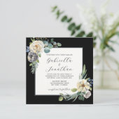 ロマンチックなアイボリーフローラウォーターカラーブラック結婚ズ 招待状 (スタンド正面)
