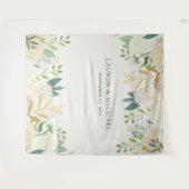 ロマンチックなアイボリーフローラ背景 | フォトブースプロップ タペストリー (正面(横))