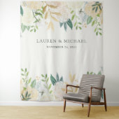 ロマンチックなアイボリーフローラ背景 | フォトブースプロップ タペストリー (インサイチュ)