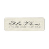 ロマンチックなアイボリーリネン書道のスクリプトアドレス ラベル (正面)