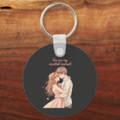 ロマンチックなアニメカップル - 甘いバレンタインモーメント キーホルダー (正面)