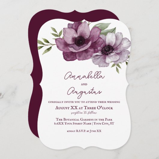 ロマンチックなアネモネ 招待状 (正面/裏面)