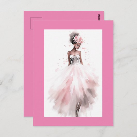 ロマンチックなアフリカ系アメリカ人のウェディング花嫁 ポストカード (正面/裏面)