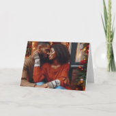 ロマンチックなアフリカ系アメリカ人クリスマスカード カード (正面)