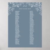 ロマンチックなアンティークブルーのシーティングチャート ポスター (正面)