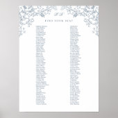 ロマンチックなアンティークブルーのシーティングチャート ポスター (正面)