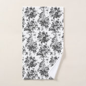 ロマンチックなアンティークヴィンテージバラ – グレーオンホワイト バスタオルセット (ハンドタオル)