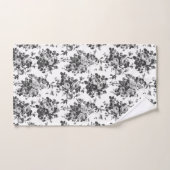 ロマンチックなアンティークヴィンテージバラ – グレーオンホワイト バスタオルセット (ハンドタオル)