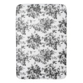 ロマンチックなアンティークヴィンテージバラ – グレーオンホワイト バスマット (正面縦)