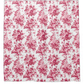 ロマンチックなアンティークヴィンテージバラ – ピンクオンホワイト シャワーカーテン (正面)