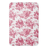 ロマンチックなアンティークヴィンテージバラ – ピンクオンホワイト バスマット (正面縦)