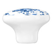 ロマンチックなアンティークヴィンテージバラ – ブルーオンホワイト セラミックノブ (側面)